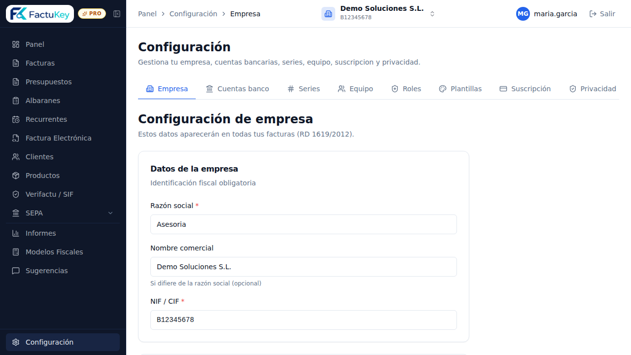 Gestión multi-empresa en FactuKey