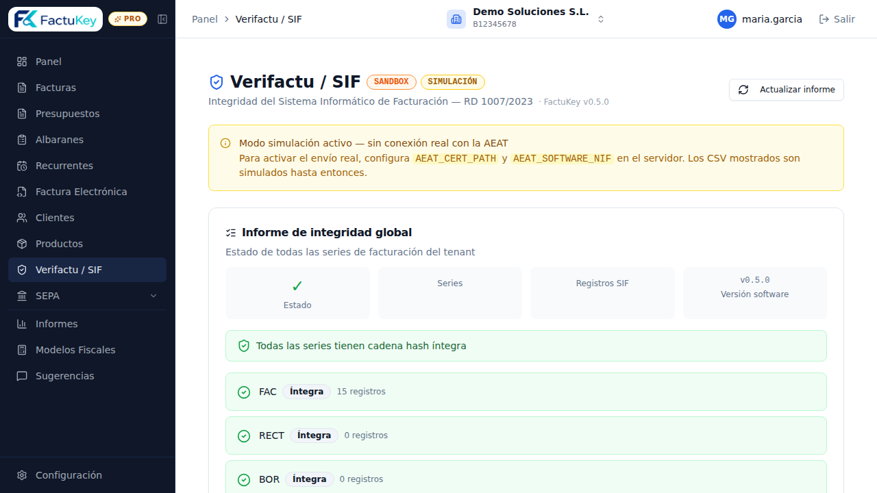 VeriFactu y AEAT en FactuKey